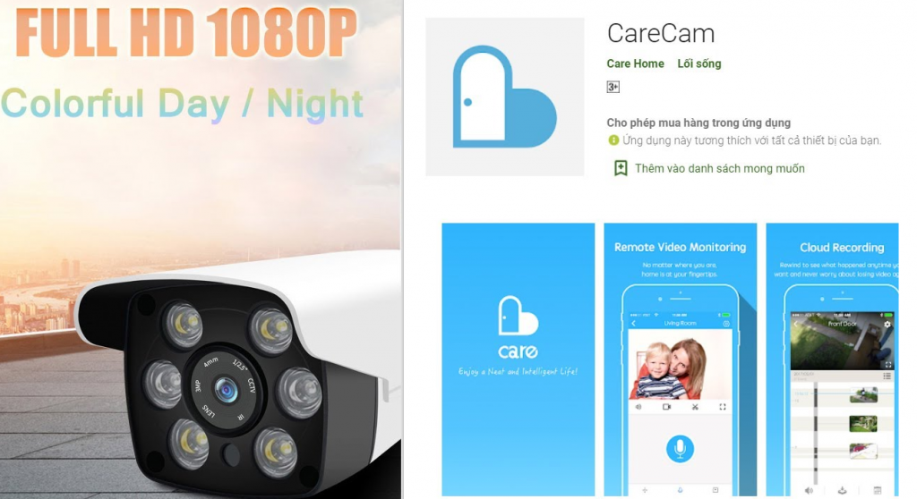 Phần mềm xem camera wifi - CareCam